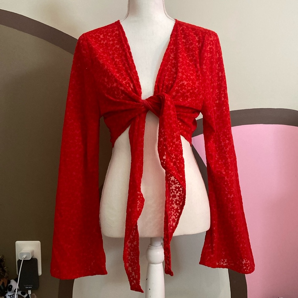 Wild Fable Vibrant Red Lace Top
